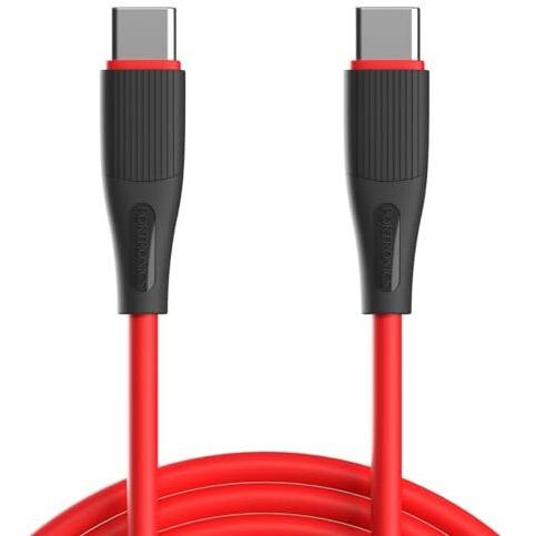 Portronics Silklink 60W Pd Type-C To Type C Fast Charging Cable For Type C Smartphone And Devices,Premium Silicon Cable, 1M(Red)