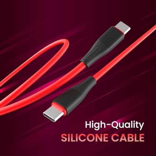 Portronics Silklink 60W Pd Type-C To Type C Fast Charging Cable For Type C Smartphone And Devices,Premium Silicon Cable, 1M(Red)