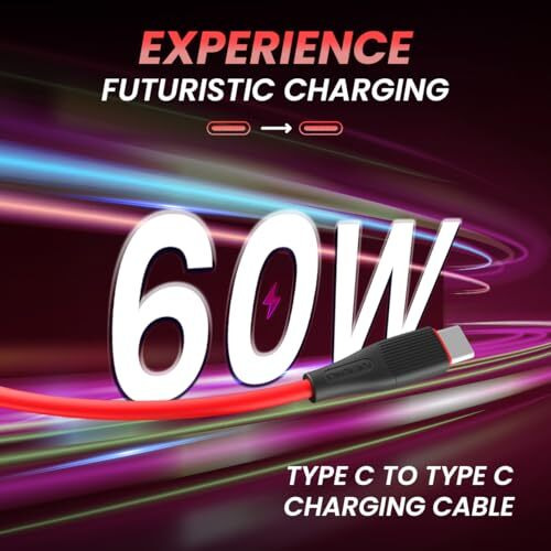 Portronics Silklink 60W Pd Type-C To Type C Fast Charging Cable For Type C Smartphone And Devices,Premium Silicon Cable, 1M(Red)