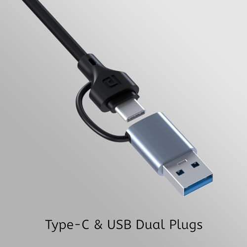 Portronics Mport 31 Pro Usb 3.0 Hub (4-In-1) With Type-C & Usb Dual Plugs, Usb 3.0 Superspeed, 3-Port Usb 2.0 High-Speed, Up To 5 Gbps Speed, Aluminium Alloy Metal Body, For Laptop, Pc, Mac (Grey)