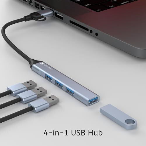 Portronics Mport 31 Pro Usb 3.0 Hub (4-In-1) With Type-C & Usb Dual Plugs, Usb 3.0 Superspeed, 3-Port Usb 2.0 High-Speed, Up To 5 Gbps Speed, Aluminium Alloy Metal Body, For Laptop, Pc, Mac (Grey)