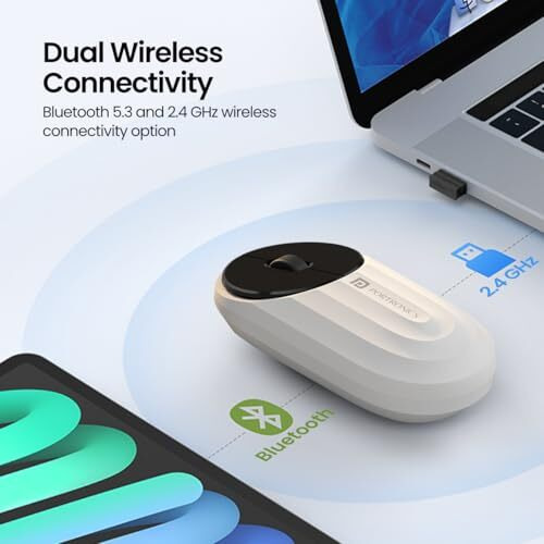 Portronics Toad 6 Bluetooth Wireless Mouse With 2.4 Ghz Usb Receiver, Multi-Device Pairing, Built In Battery, 1200 Dpi Sensor(White)