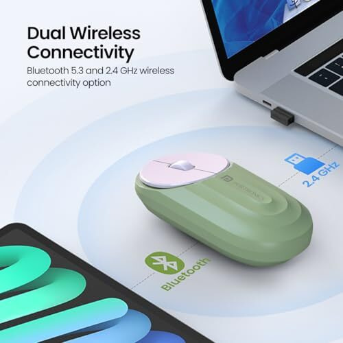 Portronics Toad 6 Bluetooth Wireless Mouse With 2.4 Ghz Usb Receiver, Multi-Device Pairing, Built In Battery, 1200 Dpi Sensor(Green)