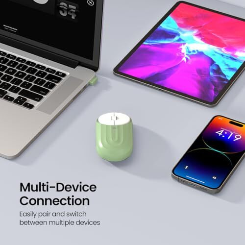 Portronics Toad 6 Bluetooth Wireless Mouse With 2.4 Ghz Usb Receiver, Multi-Device Pairing, Built In Battery, 1200 Dpi Sensor(Green)