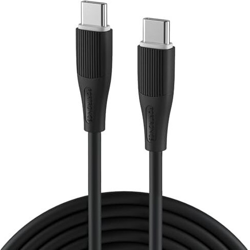 Portronics Silklink 60W Pd Type-C To Type C Fast Charging Cable For Type C Smartphone And Devices,Premium Silicon Cable, 1M(Black)
