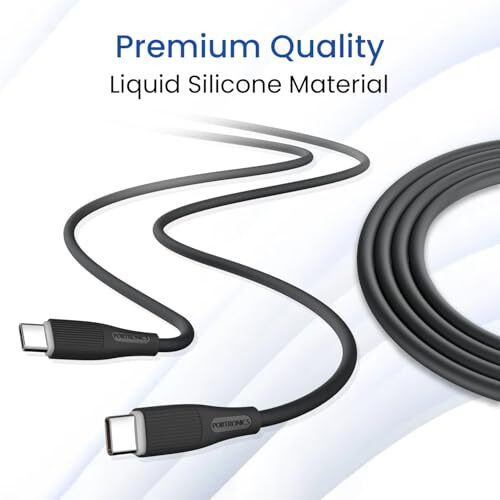 Portronics Silklink 60W Pd Type-C To Type C Fast Charging Cable For Type C Smartphone And Devices,Premium Silicon Cable, 1M(Black)