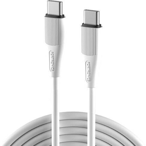 Portronics Silklink 60W Pd Type-C To Type C Fast Charging Cable For Type C Smartphone And Devices,Premium Silicon Cable, 1M(White)