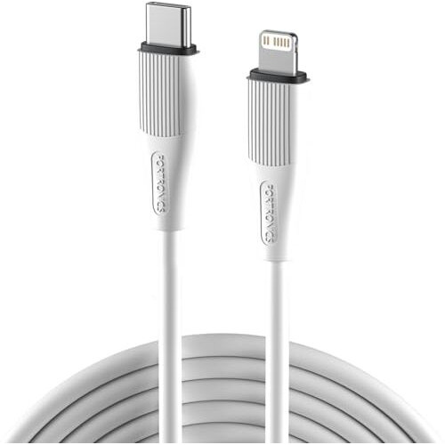 Portronics Silklink 20W Type-C To 8 Pin Fast Charging Cable For Lightning Devices,Premium Silicon Cable, 1M (White)