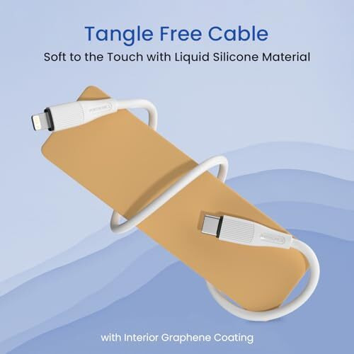 Portronics Silklink 20W Type-C To 8 Pin Fast Charging Cable For Lightning Devices,Premium Silicon Cable, 1M (White)