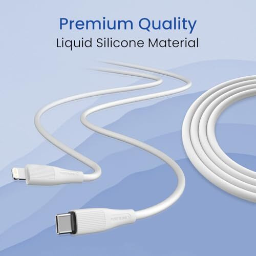 Portronics Silklink 20W Type-C To 8 Pin Fast Charging Cable For Lightning Devices,Premium Silicon Cable, 1M (White)