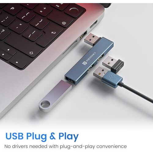 Portronics Mport Mino A Usb 3.0 Hub (3-In-1) With Usb 3.0 Superspeed, Compact L-Shape Design, 2-Port Usb 2.0 High-Speed, Usb Plug, Metal Alloy Body, For Laptop, Pc, Mac (Grey)