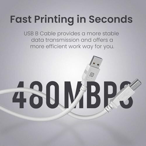 Portronics Printlink 1.5 Printer Cable With Usb Type-A To Usb Type-B Male Connectors, 1.5 Meters / 5 Ft Long, High-Speed Transfer Cord For Printers & Scanners (White)
