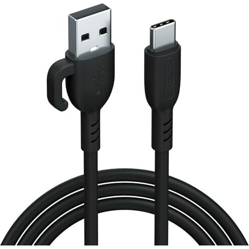 Portronics Konnect Core 3 Usb-A To Type C Fast Charging Cable For Smartphones,Tablets, Speakers, Laptops & Other Type C Devices, Inbuilt Cable Management Hook,3.0A Max Output,Fast Data Sync(Black)