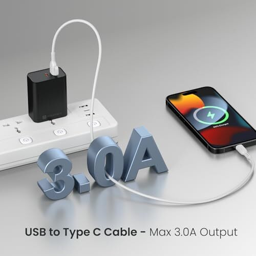 Portronics Konnect Core 3 Usb-A To Type C Fast Charging Cable For Smartphones,Tablets, Speakers, Laptops & Other Type C Devices, Inbuilt Cable Management Hook,3.0A Max Output,Fast Data Sync(White)