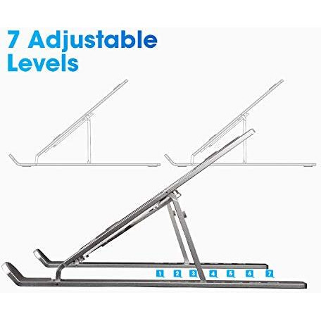Zebronics Aluminium Alloy Laptop Stand, Compatible With 9-15.6 Inch Laptops, 7 Angles Adjustable Tabletop, Anti Slip Silicon Rubber Pads, Foldable, Velvet Pouch Inside, Zeb-Ns2000 (Silver)