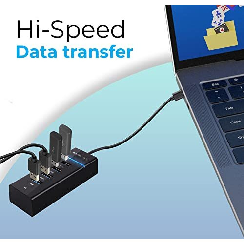 Zebronics 300Hb 4 Port Usb 3.0 Hub With Hi-Speed Data Transfer, Led Indication, 15Cm Cable, Backward Compatible, Multi Device Connection, Plug Play Usage, Glossy Finish And Lightweight Design