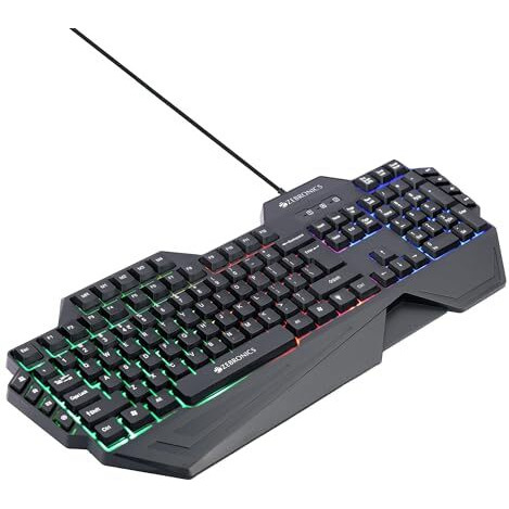 Zebronics Optimus Gaming Keyboard & Mouse Combo, Braided Cable, Gold Plated Usb, Upto 3600 Dpi, 6 Buttons, High Resolution Sensor, Multicolor Led, Dedicated Macro Keys, 117 Keys (Black)