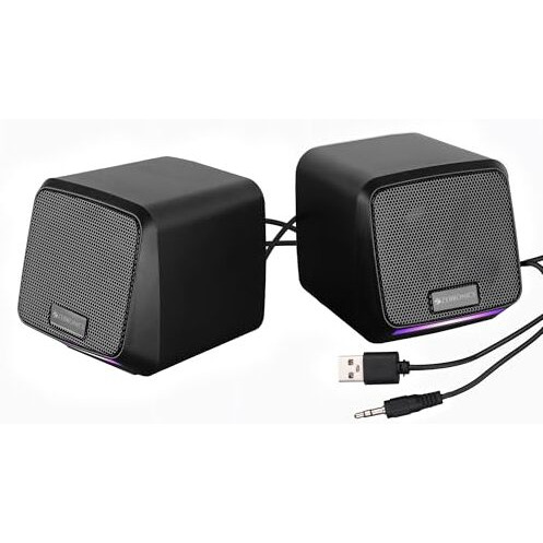 Zebronics Igloo 1, 2.0 Usb Computer Speakers, 8 Watts, Multicolor Led, Usb Powered, Aux, Volume Control Pod For Pc, Laptops, Desktop