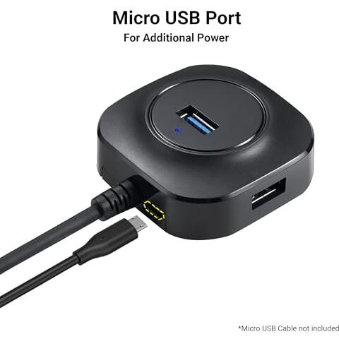 Zebronics 400Hb Usb Hub, 4 Ports, Usb 3.0, Transfer Speeds Upto 5 Gbps, Compact Design, Led Indicator, Multi Os Compatible, Micro Usb (For Additional Power), Plug And Play