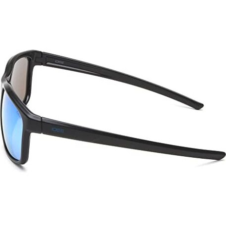 Idee Sunglasses| 100% Uv Protected | Solid | Full Rim | Rectangular | Men | Large | Shiny Black Polycarbonate Frame | Icy Blue Revo-Smoke Polycarbonate Lens