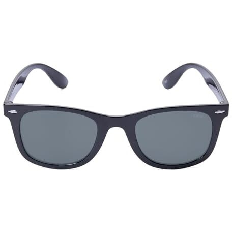 Idee Sunglasses| 100% Uv Protected | Solid | Full Rim | Wayfarer | Men | Small | Shiny Black-Shiny Silver Part Polycarbonate Frame | Green Polycarbonate Lens