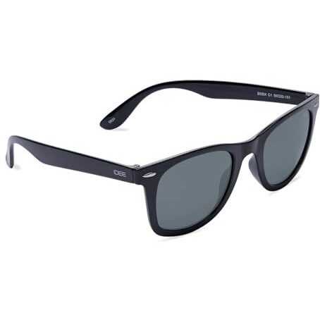 Idee Sunglasses| 100% Uv Protected | Solid | Full Rim | Wayfarer | Men | Small | Shiny Black-Shiny Silver Part Polycarbonate Frame | Green Polycarbonate Lens