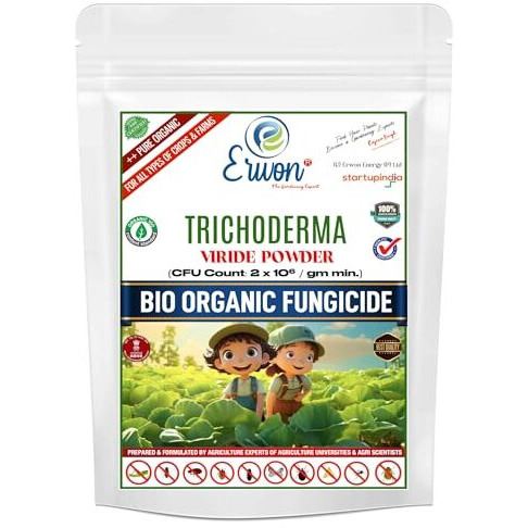 Erwon Trichoderma Fungicide - Viride Powder For Plants (2 X 10^8 Cfu Per Gram) Bio Fungicide - Prevents Fungal And Bacterial Diseases In Plants (400 Gm)
