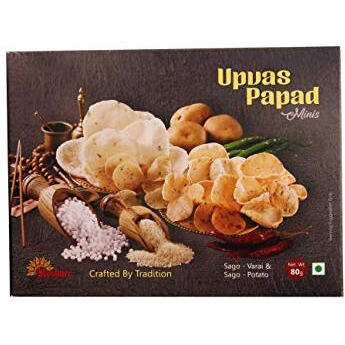 Roshnee Upwas / Fast Papads Potato + Varai Sago |Set Of 3 Pack | No Arifical Flavour,| No Artifical Colors,| Glutten Free,| No Preservatives | Just Fry Or Microwave And Eat