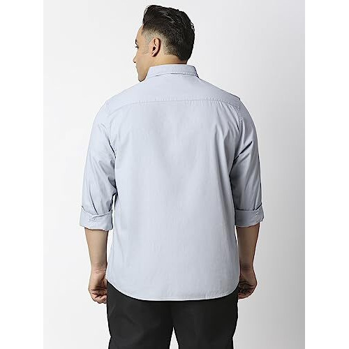 Thomas Scott Mens | Full Sleeve | Solid Plain Color | Regular Fit | Plus Size | 100% Cotton | Mandarin Collar | Casual | Shirt (Grey_6Xl)