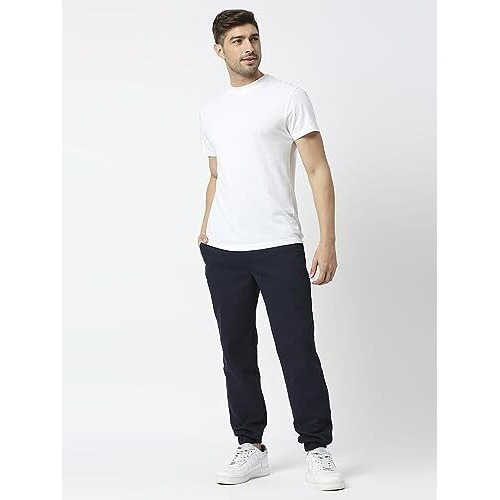 Thomas Scott Men's Solid Regular Fit Trouser Navy