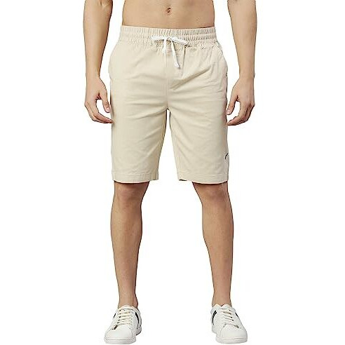 Thomas Scott Men's Solid Slim Fit Shorts Beige