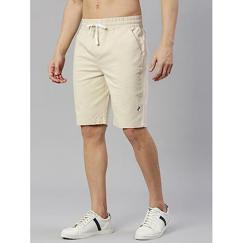 Thomas Scott Men's Solid Slim Fit Shorts Beige