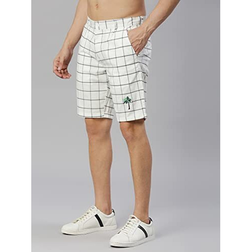 Thomas Scott Men's Checkered Slim Fit Seersucker Shorts White