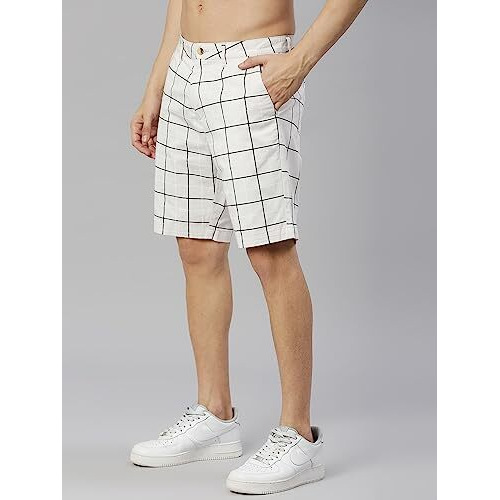 Thomas Scott Men's Checkered Slim Fit Shorts Grey