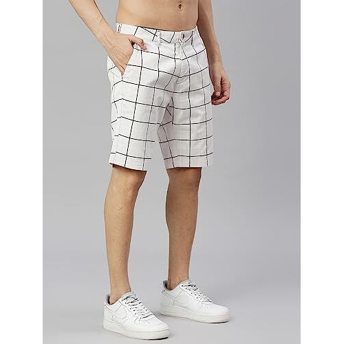 Thomas Scott Men's Checkered Slim Fit Shorts Grey