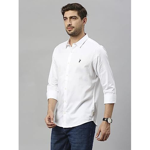 Thomas Scott Mens | Full Sleeve | Solid | Slim Fit | 100% Cotton | Spread Collar | Casual Shirts (White_Xl)