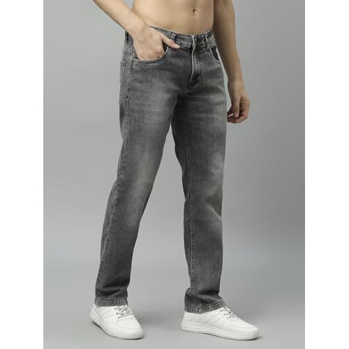 Thomas Scott Men's Mid-Rise Regular Fit Stretchable Jeans (Tsj023_Grey, 38)