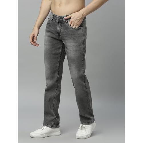 Thomas Scott Men's Mid-Rise Regular Fit Stretchable Jeans (Tsj023_Grey, 38)