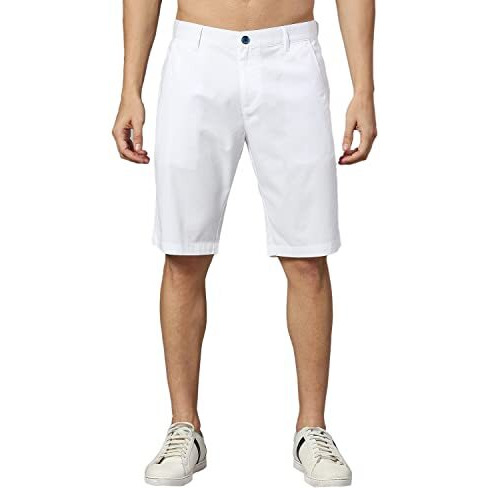 Thomas Scott Mens Solid Slim Fit 100% Cotton Shorts White