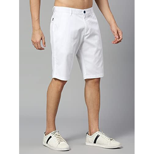Thomas Scott Mens Solid Slim Fit 100% Cotton Shorts White