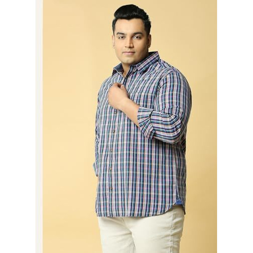 Thomas Scott Mens | Full Sleeve | Checks Printed | Regular Fit | Plus Size | 100% Cotton | Spread Collar | Casual | Shirts (Purple_6Xl)