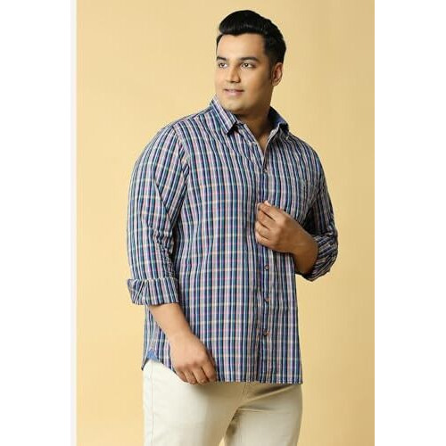 Thomas Scott Mens | Full Sleeve | Checks Printed | Regular Fit | Plus Size | 100% Cotton | Spread Collar | Casual | Shirts (Purple_6Xl)