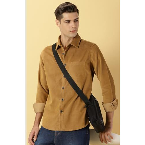 Thomas Scott Men's Slim Fit Shirt (Ts1178_Beige