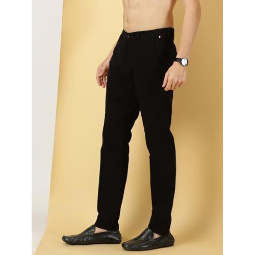Thomas Scott Men's 100% Cotton Slim Fit Casual Chino Trouser (Black, 34)