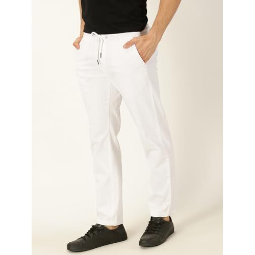 Thomas Scott Men White Smart Easy Wash Chino Trousers (White, 34)