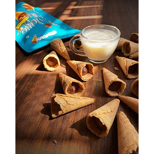 Craveto Chocolate Waffle Cones - Pack Of 2 | 200G (100G X 2) | Crunchy Mini Waffles With Chocolate Cream | Choco Filled Cones | Ice Cream Topper | 100% Eggless
