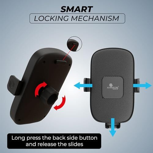 Kratos Grip X3 Premium Mobile Holder For Car With Back Button Unlocking Mechanism, Strong Suction Cup, 360 Rotatable,Car Mobile Holder For Wildshield And Dashboard, Compatible With 4 To 7" Smartphone