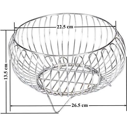 Plantex Heavy Duty Stainless Steel Fruit And Vegetable Basket/Table Top Fruit Rack/Vegetable Stand(Chrome),9 Litre