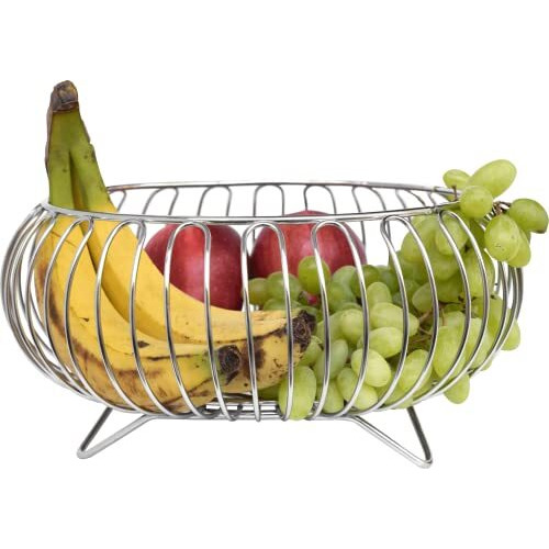 Plantex Heavy Duty Stainless Steel Fruit And Vegetable Basket/Table Top Fruit Rack/Vegetable Stand(Chrome),9 Litre
