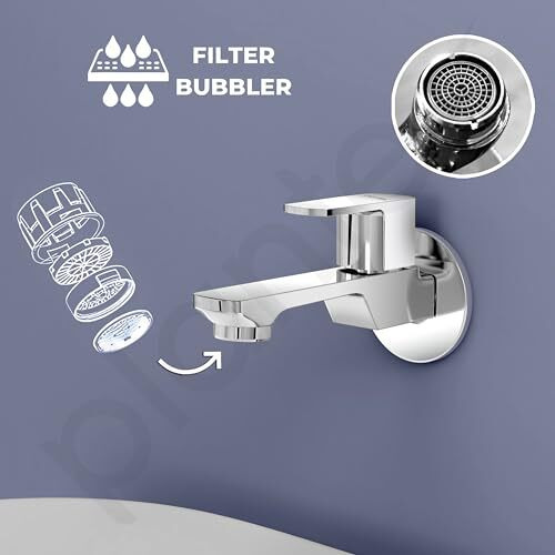 Plantex Single Lever Long Body Bib Tap For Bathroom With Water Saving Aerator/Tap For Wash Basin With Brass Spindle/Wall Mount Bib Tap With Wall Flange And Teflon Tape (Saga-1292- Chrome)